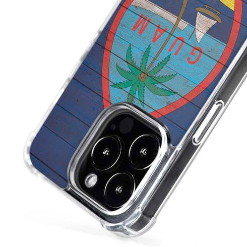 Guam Flag Dark Wood iPhone 16 Pro MagSafe Case